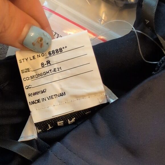 NWT After Six Corset Satin Maxi Dress  Draped Column Skirt Midnight Navy Size 8 - Picture 14 of 16